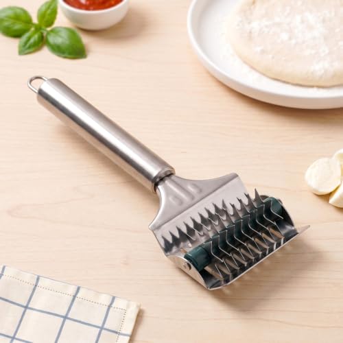 Image of Nestasia Stainless Steel Star-Shaped Pizza Dough Docker (8 Inches) | Rust Resistant Pasta Cutter Roller - Dishwasher Safe Dough Cutter & Mincer | Mulitpurpose Kitchen & Cooking Tool