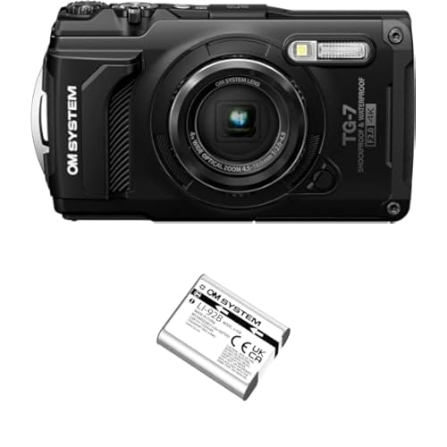 Image of OM SYSTEM OLYMPUS Tough TG-7 Black Underwater Camera, Waterproof, Freeze Proof, High Resolution Bright, 4K Video 44x Macro Shooting (Successor Olympus TG-6) with Li-92B Rechargeable Battery (Silver)