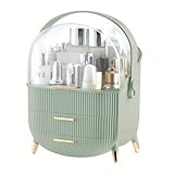 Cosmetic Display Cases with Transparent Cover - Skincare & Lipstick Organizer for Bathroom Countertop, Bedroom Vanity Desk (Green)