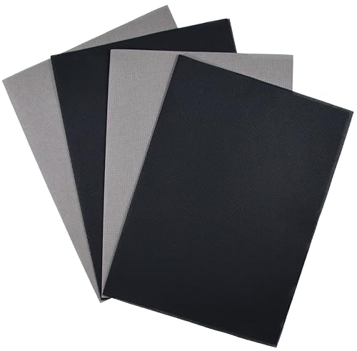 Image of KCS 4 /6 pc of 12 inch x 18 inch(30cmx45cm) 18CT Counted Cotton Aida Cloth Cross Stitch Fabric (4 pc,Dark Grey+Black)
