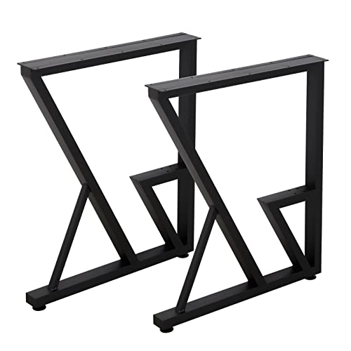Sss Furniture Metal Furniture Legs Rustic Decory Table Legs H28 X W23.5 Inch Black, Cast Iron Leg 2-Tier For Diy Furniture Bench, Dining Coffee Table, Set Of 2 #TOP7