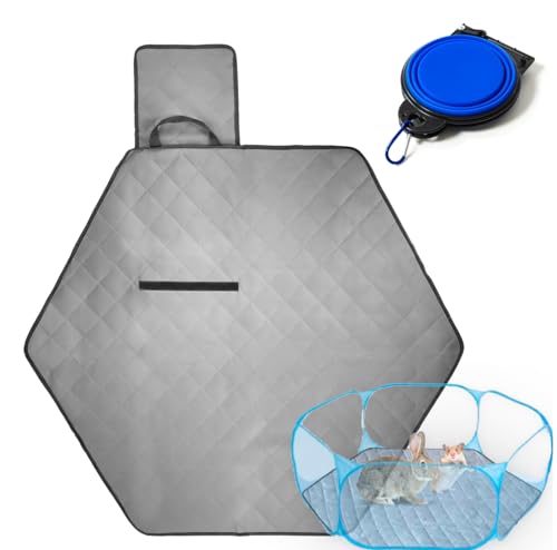 RUAFOX Hexagon Reusable Playpen Liner Mat for Small Pet Animals, Dogs, Guinea Pig, Rabbits or Puppy, Indoor Play Pen Washable and Waterproof Pee Pad