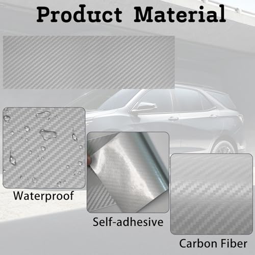 QianBao Compatible with Carbon Fiber Vinyl Wrap 11.8" x 4" Chevy Bowtie Emblem Wrap Kit with Spatula and Cutter 3 Pcs Universal Logo Overlay Silver by QianBao - Image 5