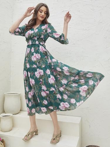 Image of TOPLOT Dress for Women with Floral Print