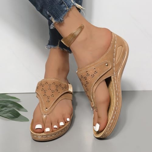 2025 New Orthopedic Sandals for Women - Arch Support Wedge Flip Flops Summer Comfortable Elegant Casual Beach Slippers3