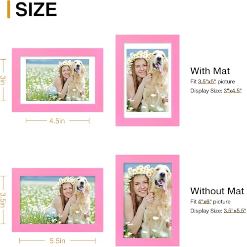 decorUhome 4x6 Picture Frame Set of 10, Display Photos 3.5x5 with Mat or 4x6 Unmatted for Picture Frames Collage Wall Decor, Pink