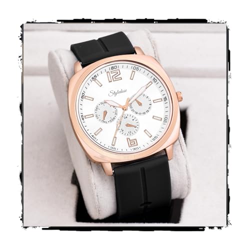 Image of styledose Minimalist dial Softest Adjustable Silicon Belt Quartz Analog Date Display Wrist Watch for Men
