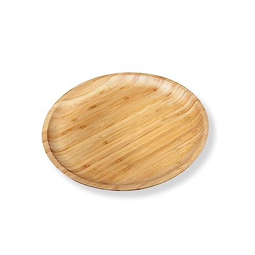 WILMAX | TELLER 28 CM | Bambus-Teller | Holzteller | Kuchenteller | Servierplatte | Geteilter Teller | Tafelgeschirr | Speiseteller | Teller zum Essen