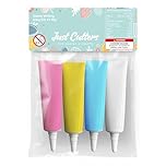 JUST CUTTERS Pack of 4 x 19g Pink, Yellow, Blue, White Writing Icing Tubes | Ready To Use | Instant Icing Pens for Writing, Drawing & Personalising Cakes, Biscuits & Baking