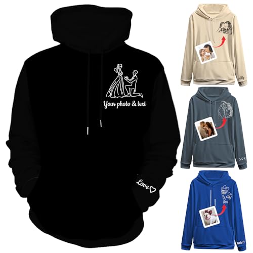 Sweat à capuche personnalisé avec photo portrait pour homme et femme