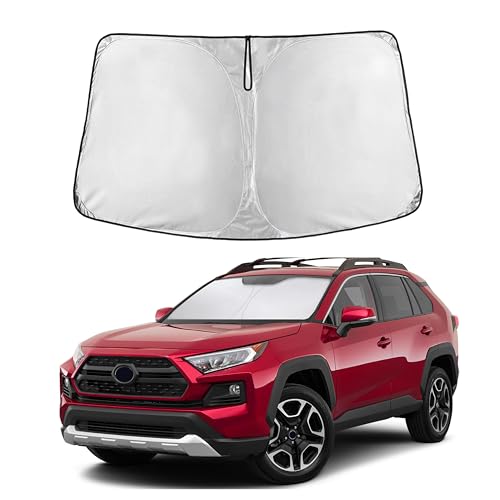Image of Econour Windshield Sun Shade Compatible for Toyota RAV4 2019-2024 2025 | Window Shade Sun Visor Cover Foldable Blocks UV Rays Keep Your Car Cooler