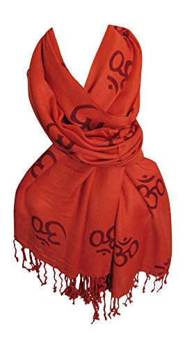 Indian Ethnic Yoga Red Om Block Print Long Scarf Prayer Shawl Stole SHANTI2