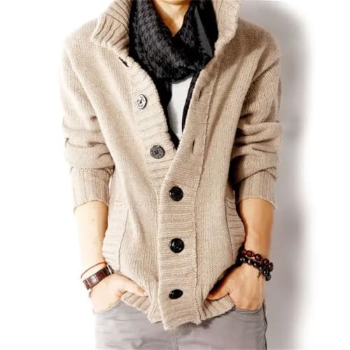 Men Thick Knit Cardigan Warm Soft Casual Sweater Top Autumn Winter Streetwear4