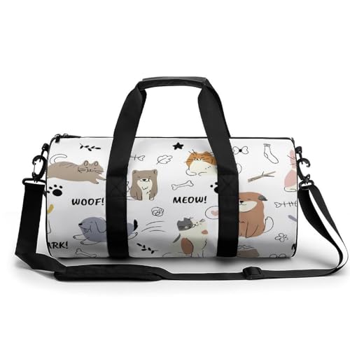 Duffel bag de voyage chat mignon avec grand compartiment de gym et randonnée