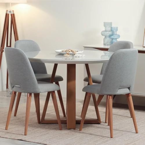 Cadeira De Jantar Madeira Pé Palito Drop Linho Carbono Cobre Cinamomo Província glide