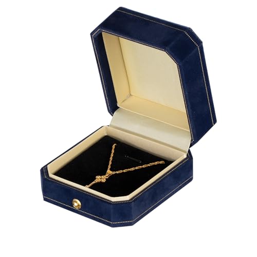 QIYILE Collar con caja de regalo de terciopelo, caja de joyería, caja de almacenamiento, pendientes, caja de terciopelo para compromiso, propuesta de matrimonio, boda