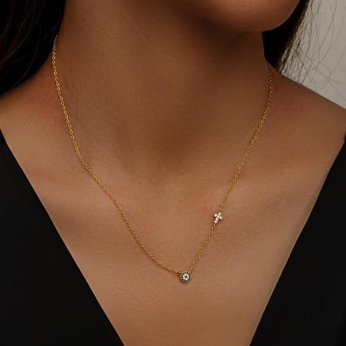 SUYACS Gold Evil Eye Necklaces for Women 925 Sterling Silver Small Cross Pendant Necklace Blue Cubic Zirconia Eye Charm Chain Christian Baptism Religious Faith Jewelry Christmas Gifts for Mom3
