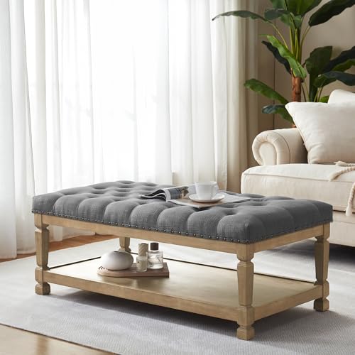 Zihanhome 48" Ottoman Coffee Table with Storage, Rectangle Coffee Tables