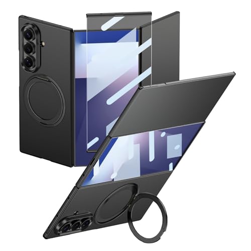 �K�pSamsung Galaxy Z TriFold�p�̎��C�����O�X�^���h�P�[�X�AHD�����K���X�X�N���[���v���e�N�^�[�t���̃t���{�f�B�o���p�[�J�o�[�A���C�����X�[�d�A�w��h�~�X����PC�V�F�� (�u���b�N)