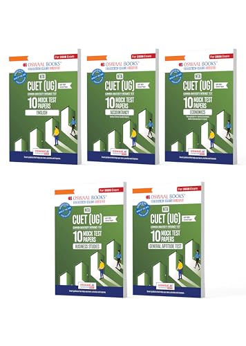 Image of Oswaal NTA CUET (UG) Mock Test Papers | English, Accountancy, Business Studies, General Aptitude Test & Economics (Set of 5 Books) | For 2026 Exam | Includes 2025 Paper- fully solved | With Oswaal AI