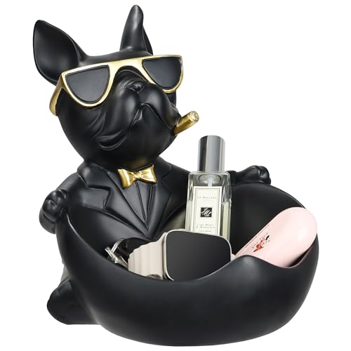Bulldogge Statua portachiavi portaoggetti, figura bulldog francese, multi-funzione, scultura decorativa, grande scatola di immagazzinaggio, statua d'arte per ingresso desktop