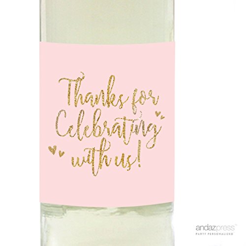 Andaz Press Blush Pink Gold Glitter Print Wedding Collection, Wine Bottle Label Stickers, 20-Pack - //coolthings.us