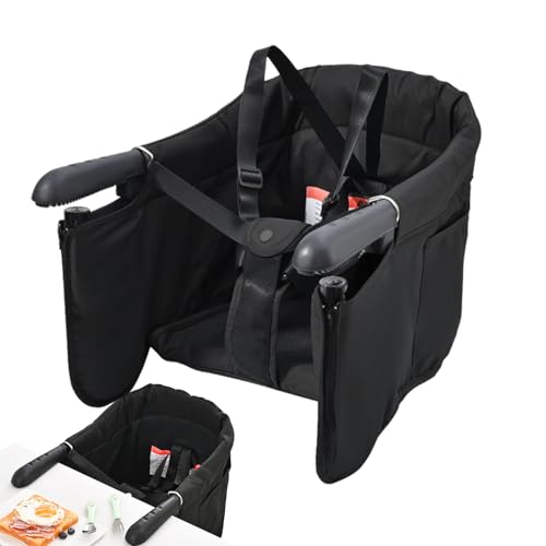 Trona con gancho: diseño ligero con clips, correas de seguridad ajustables, asiento acolchado plegable que garantiza un posicionamiento cómodo y seguro | para mesa