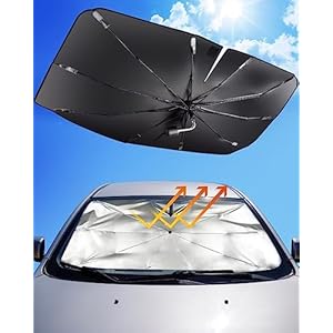 Mulor Sunshade for Car Windshield Foldable Sunshade Umbrella Car Front Window 360°Rotatable and Bendable Support Bar