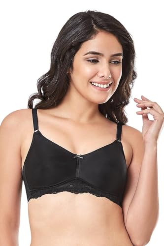 Image of Amante Every de Black Solid Non-Wired Non Padded Everyday Bra