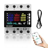 3 Phase 80A WiFi Compteur Electrique avec Télécommande APP, 9 en 1 Compteur D'énergie Triphasé 220 V Rail DIN 35 mm, Mètre Watt KWh Voltmètre Ampèremètre Avec Écran LCD avec Protection Multiple