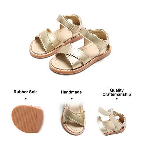 Image of Felix & Flora Toddler Girl Sandals -Flower Girl Dress Shoes Open Toe Little Kid Flats
