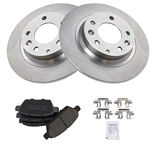 Image of TRQ Rear Ceramic Brake Pad and Rotor Set | For 2006-2012 Ford Fusion 2007-2012 Lincoln MKZ 2006 Lincoln Zephyr 2006-2013 Mazda 6 2006-2011 Mercury Milan