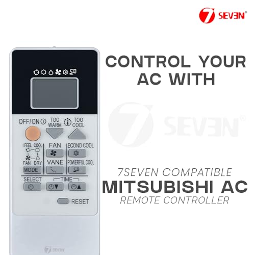 Image of 7SEVEN Compatible AC Remote with Mitsubishi Electric Air Conditioner and Suitable for Split and Window AC, Exactly Match Each Key of Remote with RU18a Original remotes Control