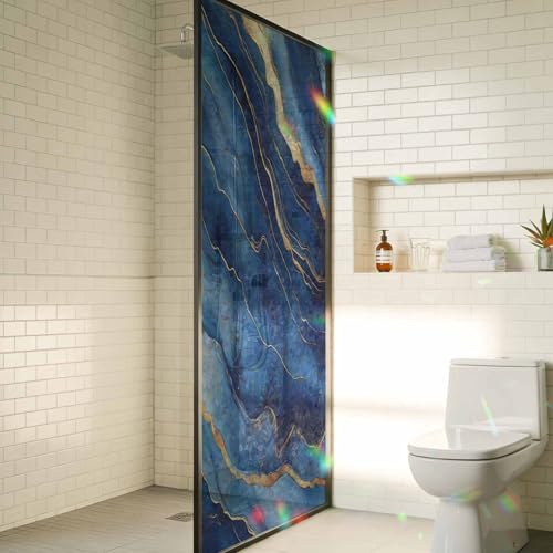 Vinilo decorativo para ventana con textura azul marino 17.7x78.7in miniatura 4