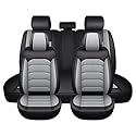 Gaoxianglin Sitzbezüge Auto Universal Set für Hyundai Santa Fe,5 Sitze Autoschonbezug Autositzzubehör Autositzschoner Leder Patchwork Atmungsaktiv Wasserdicht(Gray)