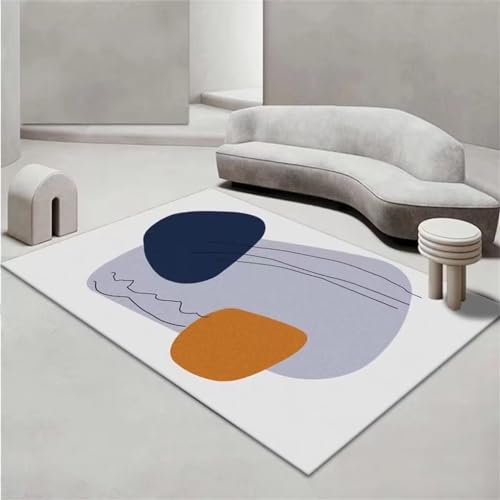 Tapis chambre enfant bleu 120x120cm crée un coin de jeu abstrait pour fille - 2