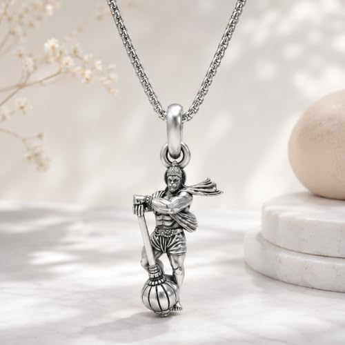 Image of Hanuman Locket for Men & Women | Spiritual Religious Pendant with Chain | Bajrangbali Hanuman Ji Kavach for Protection, Strength, Positive Energy & Devotional Wear Unisex