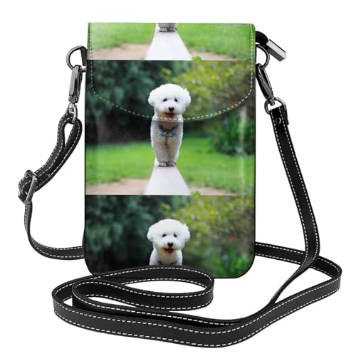 Petit sac bandoulière Bichon Frisé portefeuille pour téléphone femme
