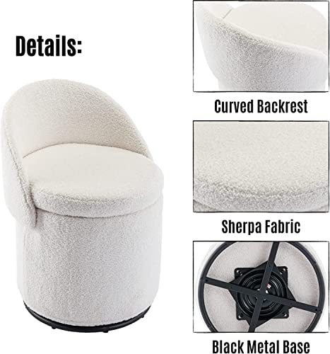 Silla giratoria otomana de tocador – Taburete tapizado 360° para maquillaje y dormitorio