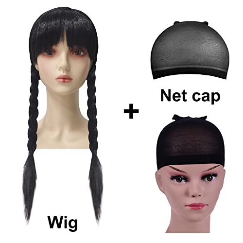 Lzh Kids Wednesday Addam Wig For Girls Braided Wig Cosplay Halloween Costumes Wig With Bangs #TOP1