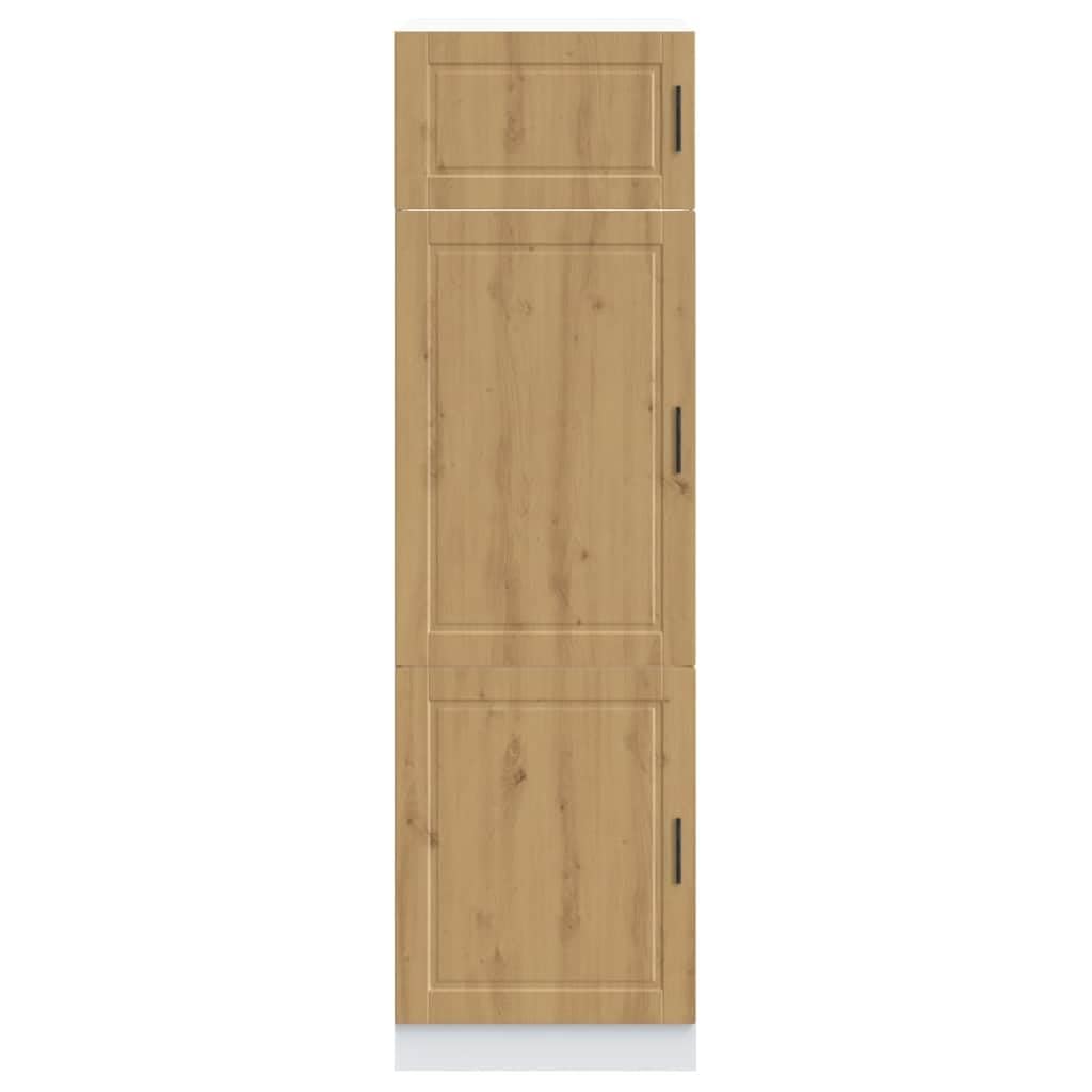 Porto Artisan - Mobile da cucina in legno di quercia Artisan, 60 x 57 x 207 cm, autoportante, con piedini regolabili, molto spazio per dispensa e sala da pranzo, ideale come credenza o credenza