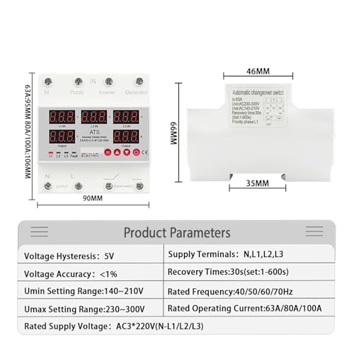 Protection surtensions sous-tensions triphasée 3P+N 63A pour machines