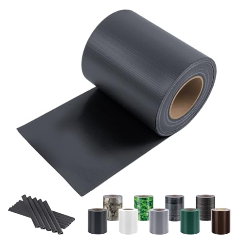 Sunnylaxx PVC Sichtschutzstreifen 20m x 19cm, 450g/m² inkl. 15 Clips, Anthrazit Zaun Sichtschutz, Gartenzaun, Stabmattenzaun, Zaunfolie, Doppelstabmatten Zaun
