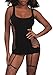 Dreamgirl Women's Capri Garter Dress with Attached Fence Net Thigh-High Stockings, Black, One Size