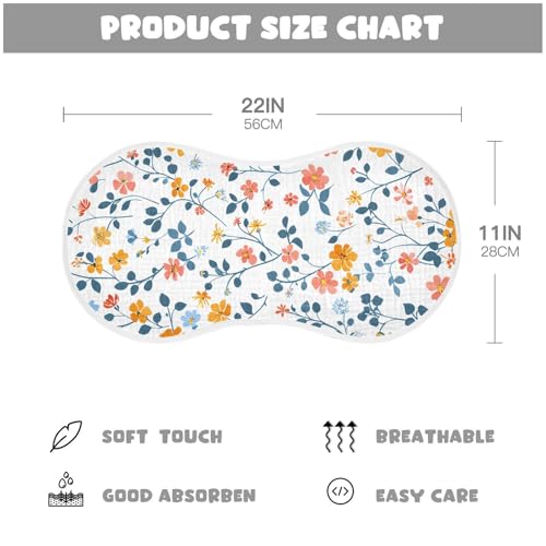 Small Flowers Muslin Burp Cloths 22x11 Inch - 4-Layer Organic Cotton & TPU Waterproof Lining, Absorbent Baby Bibs for Boys/Girls with Hanging Loop3