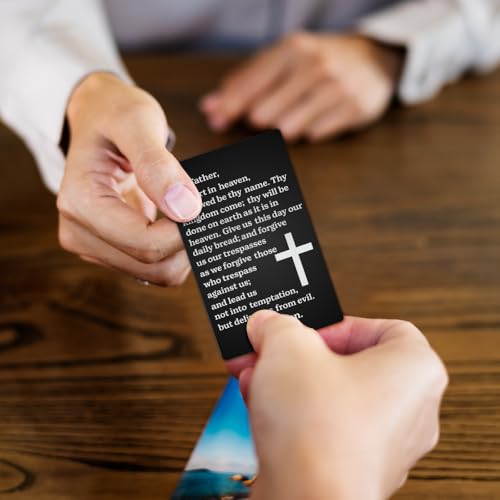 Our Father Who Art In Heaven Hallowed Be Thy Name Wallet Card, Lord's Prayer Engraved Metal Wallet Insert Card, Family Religious Bible Verse Gifts for Christian Friends- First Communion3