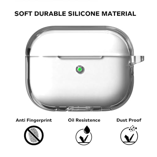 Image of Sounce Earphone Case Cover Compatible for Airpods Pro 2 Case 2022, Soft Silicone Skin Case Cover Shock-Absorbing Protective Case with Keychain [Front LED Visible](Transparent)