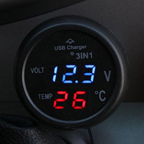 Enakshi® 3in1 Car 12V 24V Blue LED Digital Voltmeter, Thermometer, USB Charger|Parts & Accessories | Car & Truck Parts | Gauges | Volt Meters-image-9