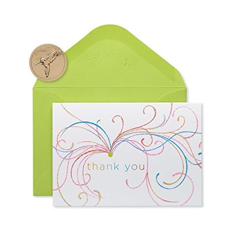 Papyrus Thank You Cards with Envelopes, Swirl Glitter (14-Count) Cover