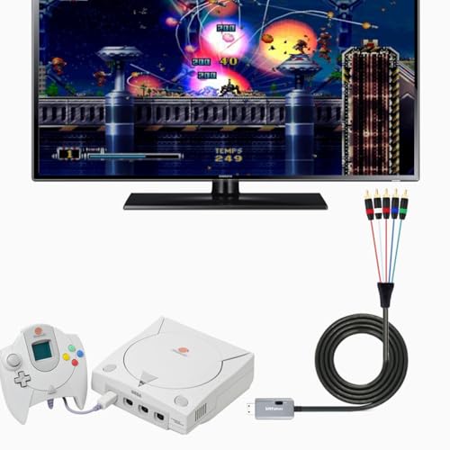 BITFUNX Dreamcast Component Cable Adapter - Supports RGBS/VGA to Component Video (3RCA) and Audio Cable (2RCA), Plug & Play Video Game Adapter with No Lag, for SEGA Dreamcast Console (6 ft)
